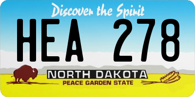 ND license plate HEA278