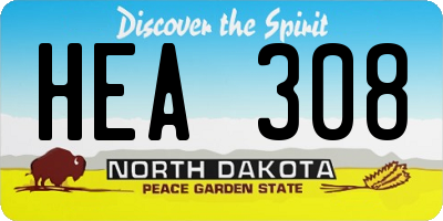 ND license plate HEA308