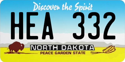 ND license plate HEA332