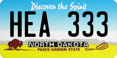 ND license plate HEA333