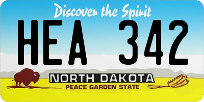 ND license plate HEA342