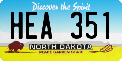 ND license plate HEA351
