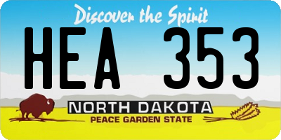 ND license plate HEA353
