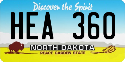 ND license plate HEA360