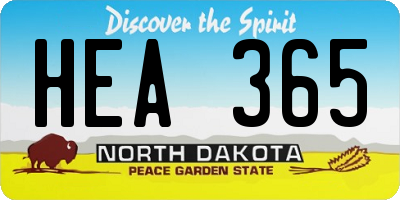 ND license plate HEA365