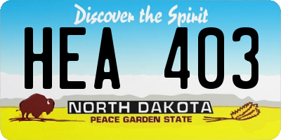 ND license plate HEA403