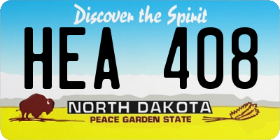 ND license plate HEA408