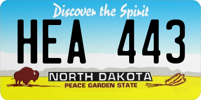 ND license plate HEA443