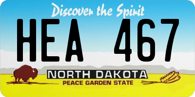 ND license plate HEA467