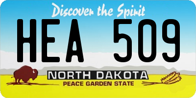 ND license plate HEA509