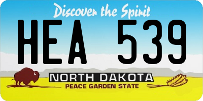 ND license plate HEA539