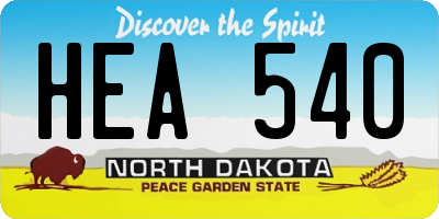 ND license plate HEA540