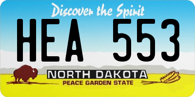 ND license plate HEA553