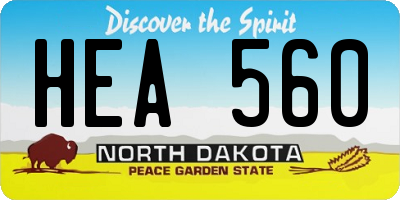 ND license plate HEA560