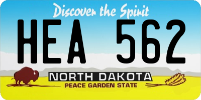 ND license plate HEA562