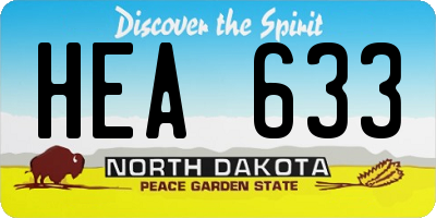 ND license plate HEA633