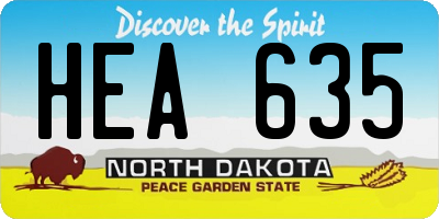 ND license plate HEA635