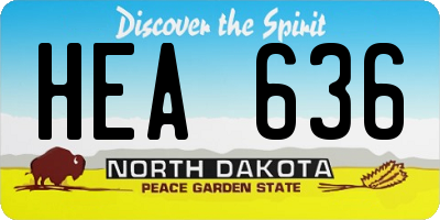 ND license plate HEA636
