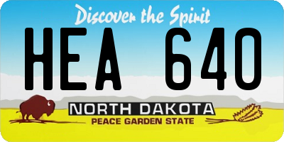ND license plate HEA640