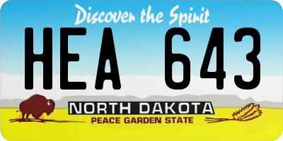 ND license plate HEA643