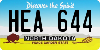 ND license plate HEA644