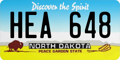 ND license plate HEA648