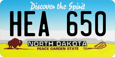 ND license plate HEA650