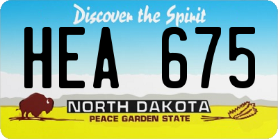 ND license plate HEA675