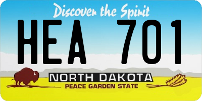 ND license plate HEA701