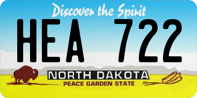 ND license plate HEA722