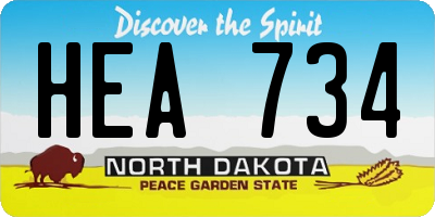 ND license plate HEA734