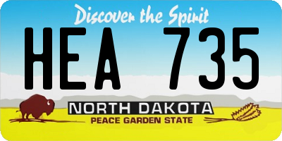 ND license plate HEA735