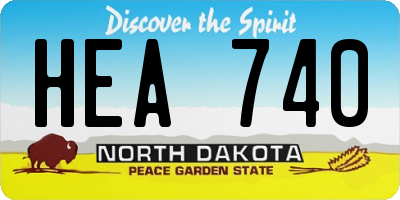 ND license plate HEA740