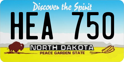 ND license plate HEA750