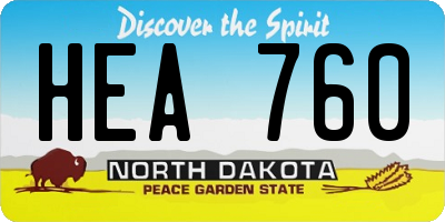 ND license plate HEA760