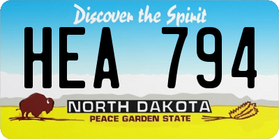 ND license plate HEA794