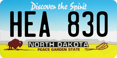ND license plate HEA830