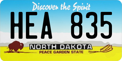 ND license plate HEA835