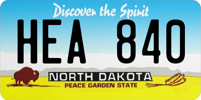 ND license plate HEA840