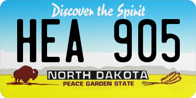 ND license plate HEA905