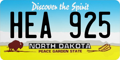 ND license plate HEA925