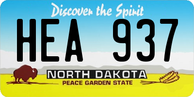 ND license plate HEA937