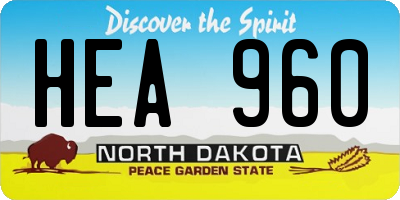 ND license plate HEA960