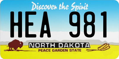 ND license plate HEA981