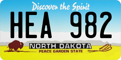 ND license plate HEA982