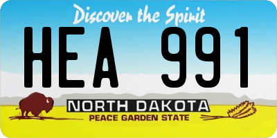 ND license plate HEA991