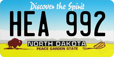 ND license plate HEA992