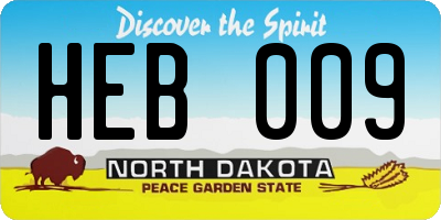 ND license plate HEB009