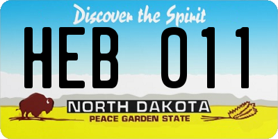 ND license plate HEB011