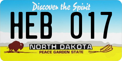 ND license plate HEB017